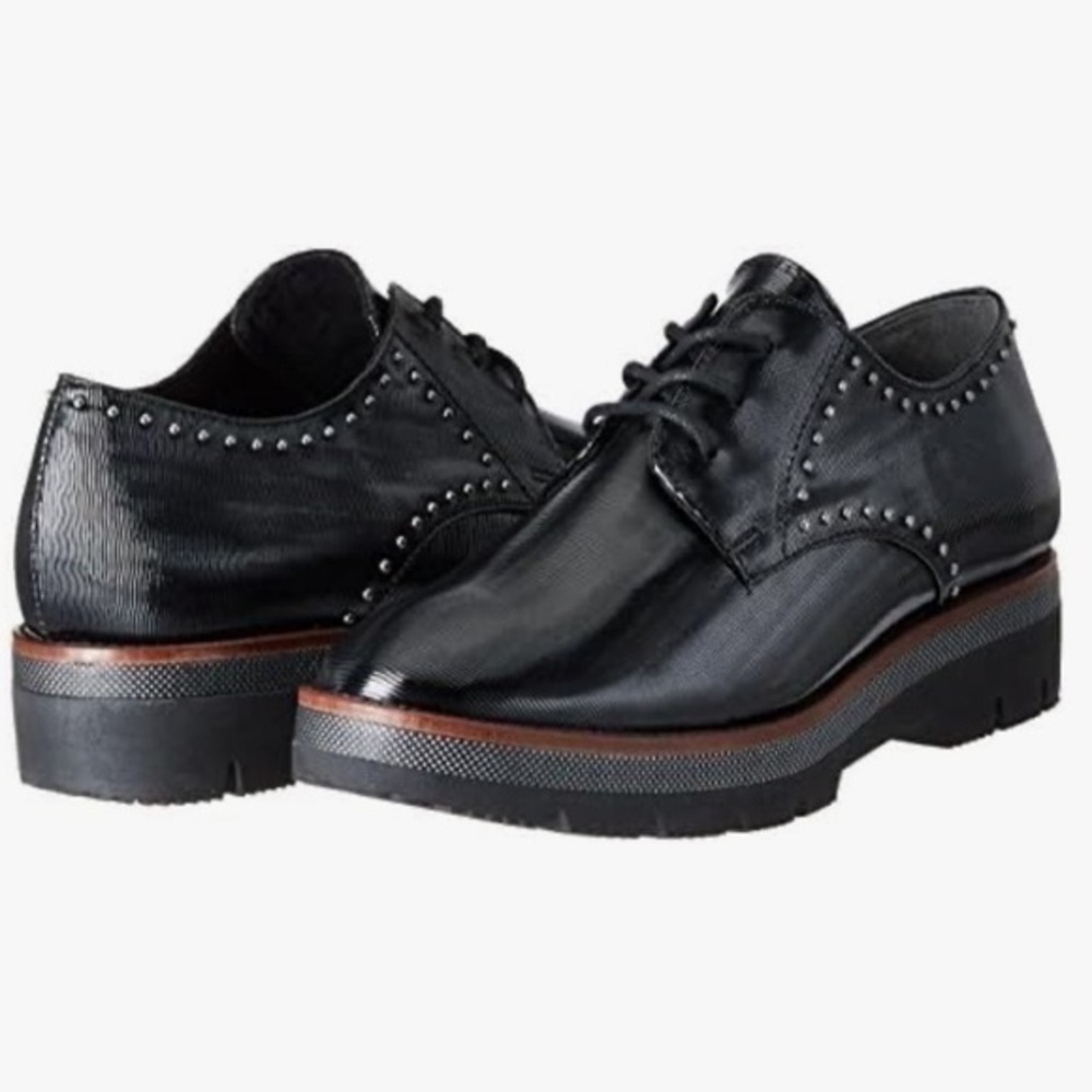 Marco Tozzi black studded oxford lace up Shoes size 38